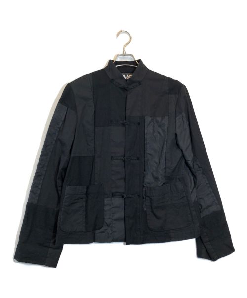 BLACK COMME des GARCONS（ブラック コムデギャルソン）BLACK COMME des GARCONS (ブラック コムデギャルソン) 異素材切替カンフージャケット ブラック サイズ:Mの古着・服飾アイテム