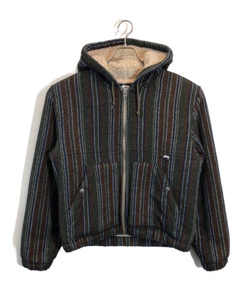 stussy（ステューシー）stussy (ステューシー) WOOL STRIPE WORK JACKET カーキ サイズ:SIZE Mの古着・服飾アイテム