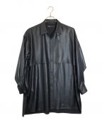 08sircusゼロエイトサーカス）の古着「TWILL LEATHER FINISH LAYERED LONG SHIRT」｜ブラック