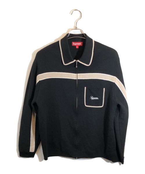 SUPREME（シュプリーム）SUPREME (シュプリーム) chest stripe zip up cardigan ブラック サイズ:SIZE Lの古着・服飾アイテム