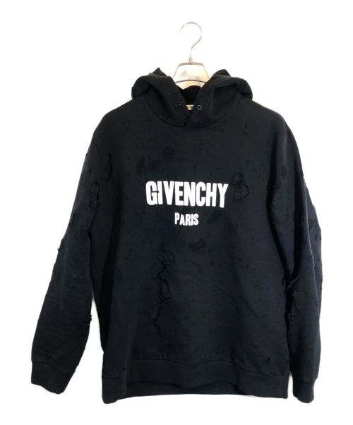 GIVENCHY（ジバンシィ）GIVENCHY (ジバンシィ) デストロイロゴパーカー ブラック サイズ:XLの古着・服飾アイテム