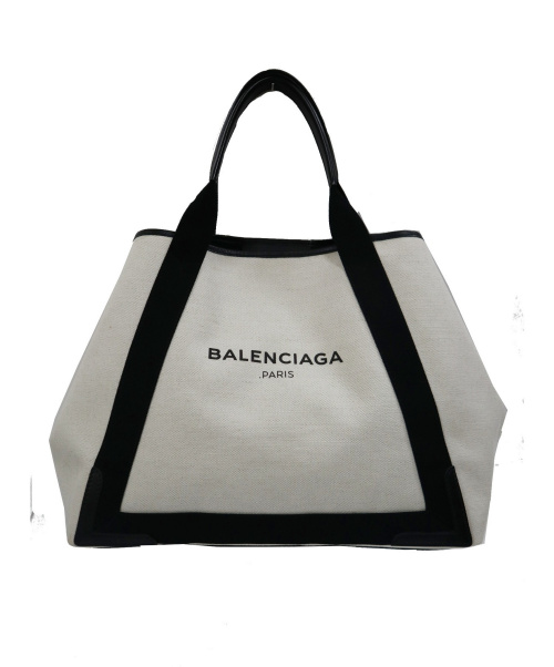 BALENCIAGA（バレンシアガ）BALENCIAGA (バレンシアガ) ネイビーカバスMトートバッグ ベージュ サイズ:下記参照 NAVY CABAS M 339936・1065・E・002123の古着・服飾アイテム