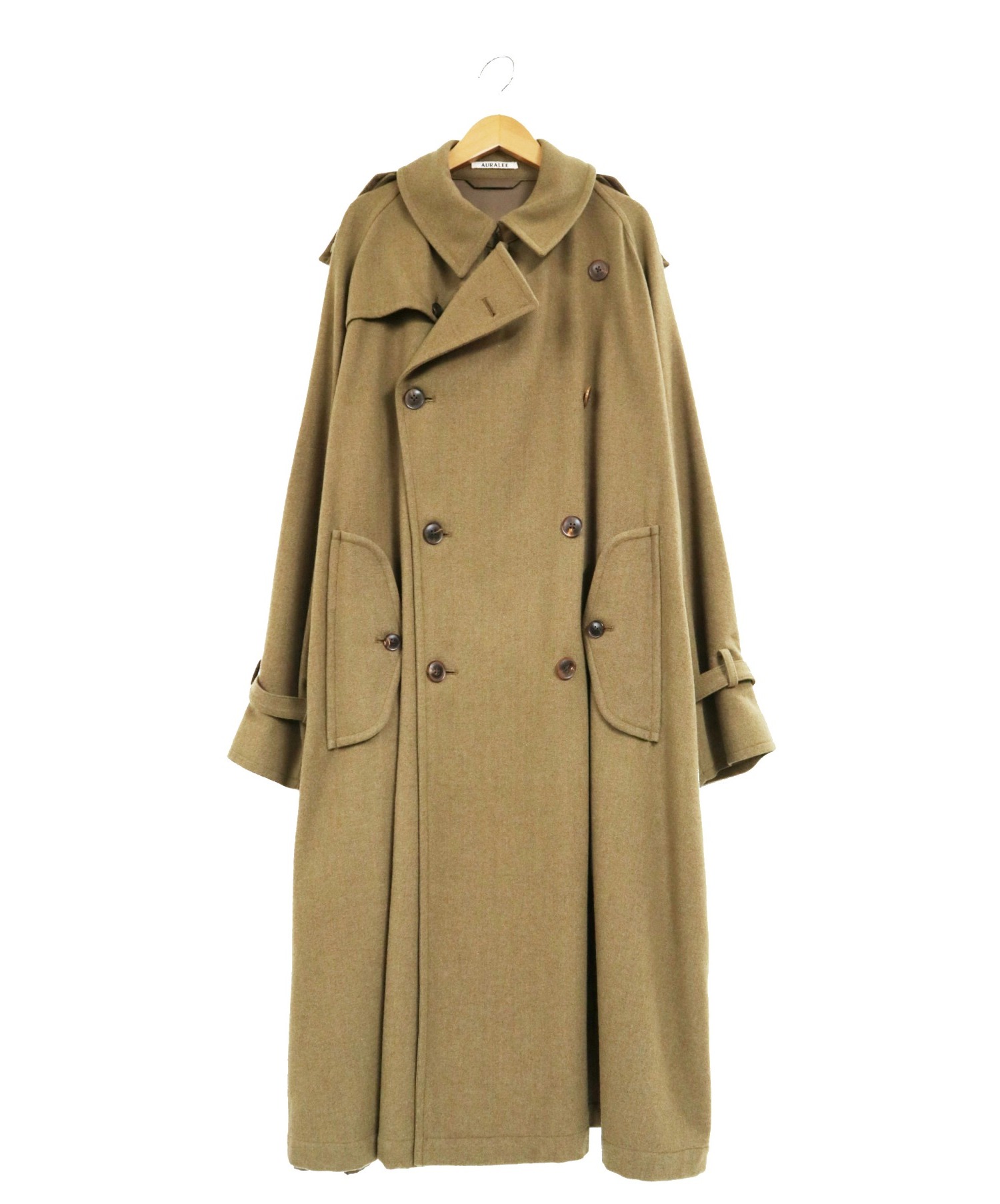 auralee wool cashmere flannel big trench coat