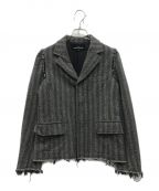 tricot COMME des GARCONSトリココムデギャルソン）の古着「Cut off stripe tweed jacket」｜グレー