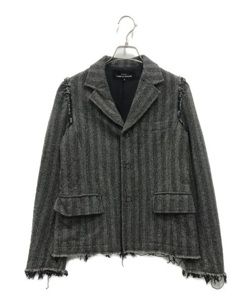 tricot COMME des GARCONS（トリココムデギャルソン）tricot COMME des GARCONS (トリココムデギャルソン) Cut off stripe tweed jacket グレー サイズ:Sの古着・服飾アイテム