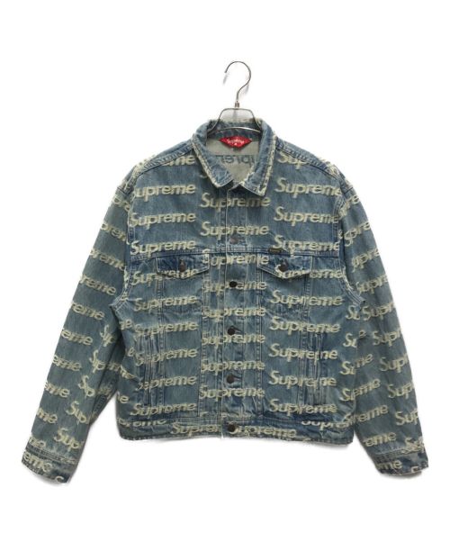 SUPREME（シュプリーム）SUPREME (シュプリーム) Frayed Logos Denim Trucker Jacket ライトインディゴ サイズ:Mの古着・服飾アイテム