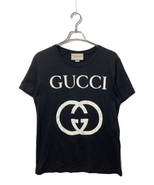 GUCCI（グッチ）GUCCI (グッチ) インターロッキングG コットン オーバーサイズ Tシャツ ブラック サイズ:XSの古着・服飾アイテム