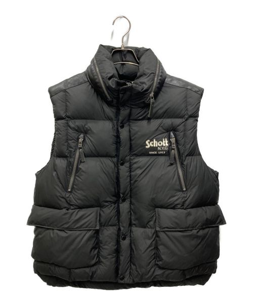 shott（ショット）shott (ショット) LAMB LEATHER COMBI DOWN VEST ブラック サイズ:XLの古着・服飾アイテム