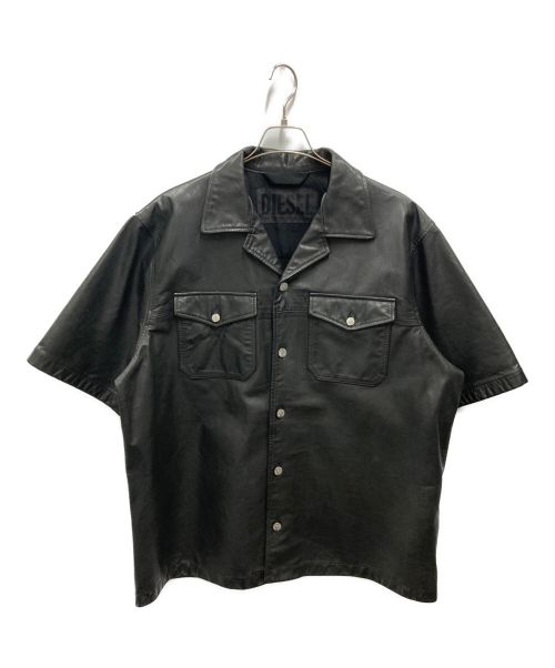 DIESEL（ディーゼル）DIESEL (ディーゼル) S/Sレザーシャツジャケット ブラック サイズ:XLの古着・服飾アイテム