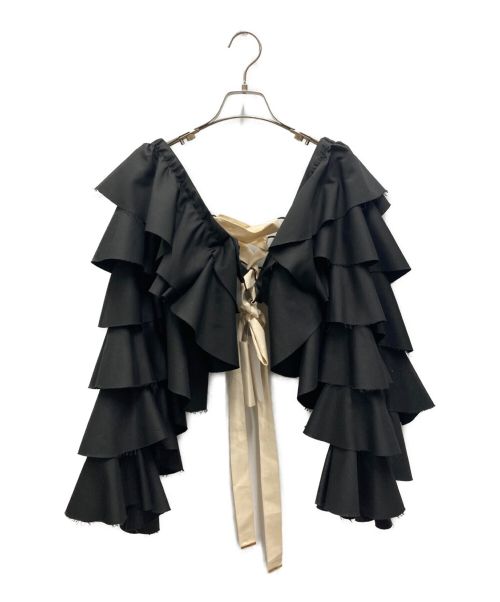 LEINWANDE（ラインヴァンド）LEINWANDE (ラインヴァンド) Ruffled Sleeve Top ブラック サイズ:FREEの古着・服飾アイテム