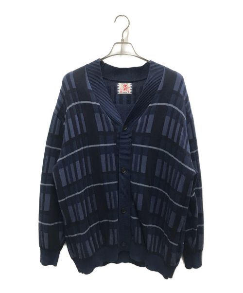 son of the cheese（（サノバチーズ））SON OF THE CHEESE (（サノバチーズ）) Bulky Check Cardigan ネイビー サイズ:XLの古着・服飾アイテム