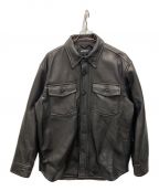 AVIREXアヴィレックス）の古着「LEATHER CPO SHIRT」｜ブラック