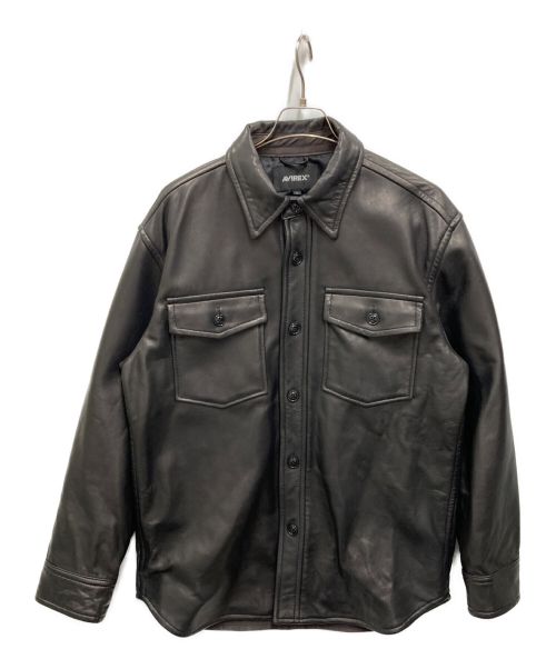 AVIREX（アヴィレックス）AVIREX (アヴィレックス) LEATHER CPO SHIRT ブラック サイズ:Lの古着・服飾アイテム