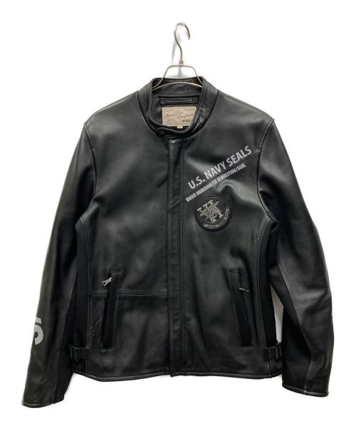 AVIREX（アヴィレックス）AVIREX (アヴィレックス) COMBINATION RIDERS JACKET ブラック サイズ:XLの古着・服飾アイテム