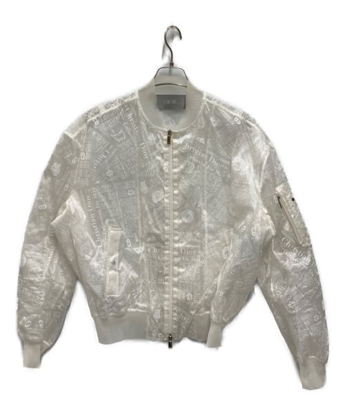 Dior（ディオール）Dior (ディオール) Daniel Arsham (ダニエル・アルシャム) Newspaper Bomber Jacket ホワイト サイズ:48の古着・服飾アイテム