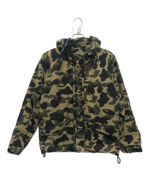 A BATHING APE（アベイシングエイプ）A BATHING APE (アベイシングエイプ) カモフラフーデッドジャケット ベージュ×ブラック サイズ:Lの古着・服飾アイテム