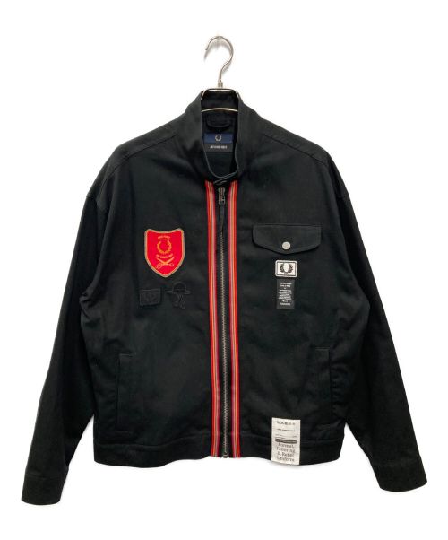 FRED PERRY（フレッドペリー）FRED PERRY (フレッドペリー) ART COMES FIRST (アートカムズファースト) SHIELD PATCH HARRINGTON JACKET ブラック サイズ:Lの古着・服飾アイテム