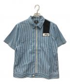 stussyステューシー）の古着「zip up work shirt」｜ブルー