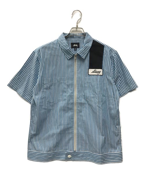 stussy（ステューシー）stussy (ステューシー) zip up work shirt ブルー サイズ:Mの古着・服飾アイテム