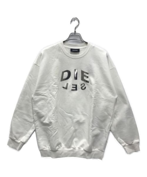 DIESEL（ディーゼル）DIESEL (ディーゼル) Logo-printed sweatshirt ホワイト サイズ:Mの古着・服飾アイテム