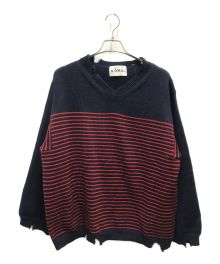 NOMA t.d.（ノーマティーディー）の古着「Damage Strip Knit」｜レッド×ネイビー