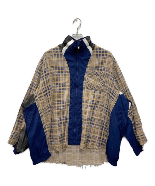 OLD PARK（オールドパーク）OLD PARK (オールドパーク) COMBINE SHIRT FLANNEL×NYLON ベージュ サイズ:Freeの古着・服飾アイテム