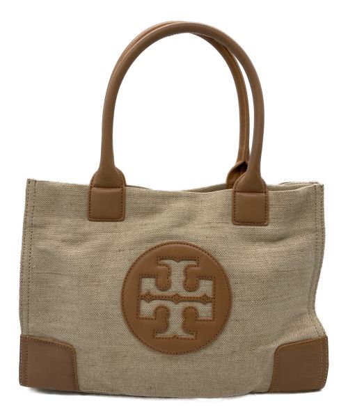 TORY BURCH（トリーバーチ）TORY BURCH (トリーバーチ) レザーキャンバスリネントートバッグ ベージュの古着・服飾アイテム