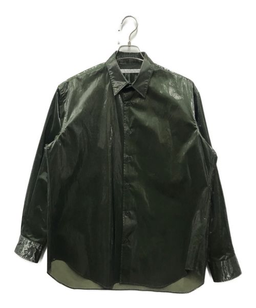 JOHN LAWRENCE SULLIVAN（ジョンローレンスサリバン）JOHN LAWRENCE SULLIVAN (ジョンローレンスサリバン) Coated Cotton Regular Collar Shirt カーキ サイズ:46の古着・服飾アイテム