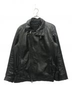 stussyステューシー）の古着「COW LEATHER DOUBLE RIDERS JACKET」｜ブラック