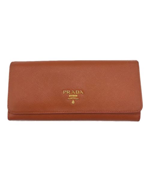 PRADA（プラダ）PRADA (プラダ) SAFFIANO METAL ロングウォレット オレンジの古着・服飾アイテム