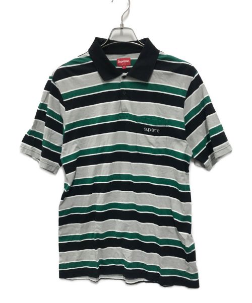 SUPREME（シュプリーム）SUPREME (シュプリーム) Classic Logo Stripe Polo グリーン サイズ:Mの古着・服飾アイテム