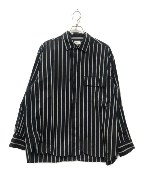no.（ナンバー）no. (ナンバー) REPLAY (リプレイ) OVERSIZE STRIPE SHIRTS ブラック サイズ:2の古着・服飾アイテム