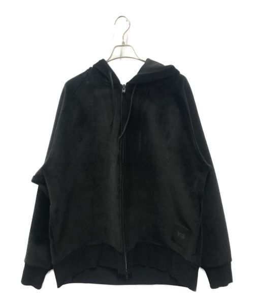 Y-3（ワイスリー）Y-3 (ワイスリー) SQUARE VELVET SPACER FULL-ZIP HOODIE ブラック サイズ:Lの古着・服飾アイテム