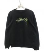 stussyステューシー）の古着「Smooth Stock Applique Crewneck Sweatshirt」｜ブラック