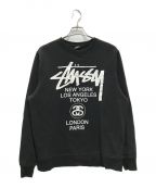 stussyステューシー）の古着「WORLD TOUR CREWNECK」｜ブラック