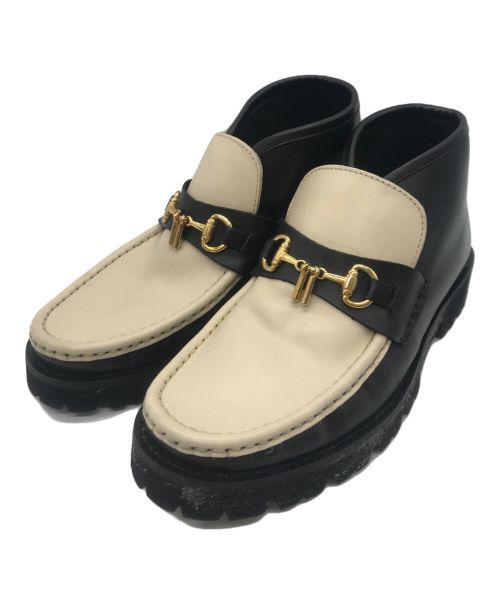 Caminando（カミナンド）Caminando (カミナンド) MID CUT BIT LOAFERS BROWN ブラック×アイボリー サイズ:9の古着・服飾アイテム