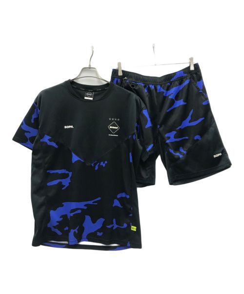 F.C.R.B.（エフシーアールビー）F.C.R.B. (エフシーアールビー) CAMOUFLAGE TRAINING S/S TOP & SHORTS ブラック×ブルー サイズ:Lの古着・服飾アイテム