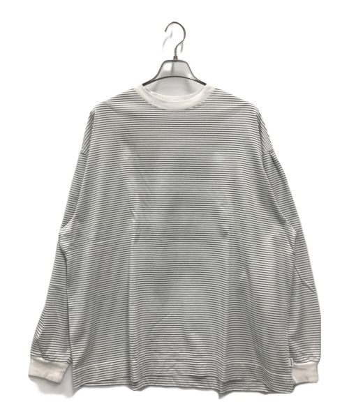 altared（オルタード）altared (オルタード) Big Border Pleated Sleeve L/S T-Shirts ホワイト×ブラック サイズ:3の古着・服飾アイテム