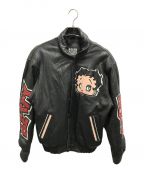 MAZIAR LEATHER GALLERY-）の古着「[古着]　BETTY BOOP patch レザージャケット」｜ブラック