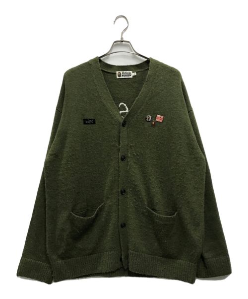 A BATHING APE（アベイシングエイプ）A BATHING APE (アベイシングエイプ) Embroidery Shaggy Knit Cardigan グリーン サイズ:XLの古着・服飾アイテム