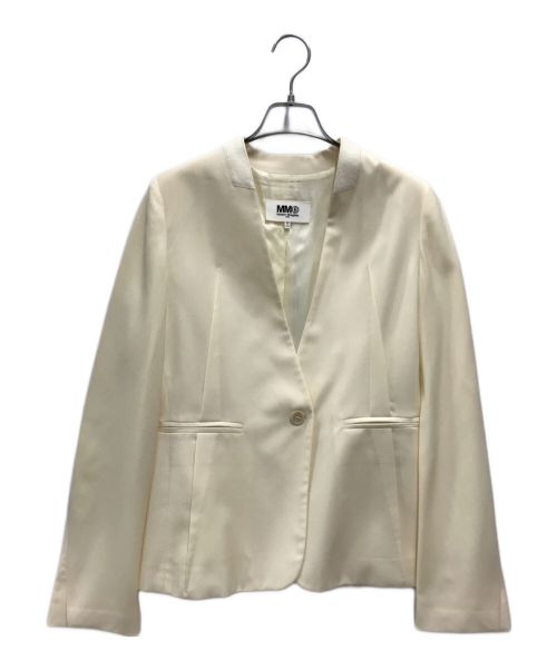 MM6 Maison Margiela（エムエムシックス メゾンマルジェラ）MM6 Maison Margiela (エムエムシックス メゾンマルジェラ) ノーカラージャケット ホワイト サイズ:40の古着・服飾アイテム