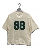 blurhms ROOTSTOCK×JOURNAL STANDARDブラームスルーツストック×ジャーナル スタンダード）の古着「Cotton Rayon 88 12 Print Football Tee JS フットボールTシャツ」｜ベージュ