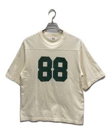 blurhms ROOTSTOCK×JOURNAL STANDARD（ブラームスルーツストック×ジャーナル スタンダード）の古着「Cotton Rayon 88 12 Print Football Tee JS フットボールTシャツ」｜ベージュ