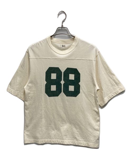 blurhms ROOTSTOCK（ブラームスルーツストック）blurhms ROOTSTOCK JOURNAL STANDARD (ジャーナルスタンダード) Cotton Rayon 88 12 Print Football Tee JS フットボールTシャツ ベージュ サイズ:Sの古着・服飾アイテム