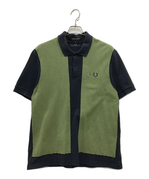 FRED PERRY（フレッドペリー）FRED PERRY (フレッドペリー) COMME des GARCONS HOMME DEUX (コムデギャルソン オム ドゥ) ポロシャツ ネイビー×グリーン サイズ:Lの古着・服飾アイテム