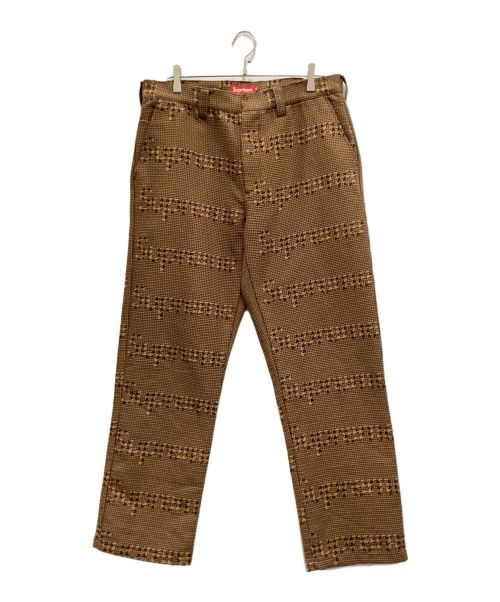 SUPREME（シュプリーム）Supreme (シュプリーム) Houndstooth Logos pants ブラウン サイズ:86cm（W34）の古着・服飾アイテム