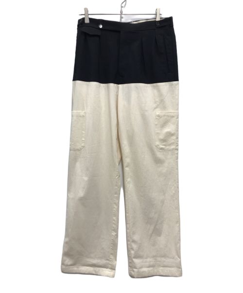 RAF SIMONS（ラフシモンズ）RAF SIMONS (ラフシモンズ) TWO TONE SUSPENDER TROUSERS IN BLACK/WHITE ホワイト×ブラック サイズ:46の古着・服飾アイテム