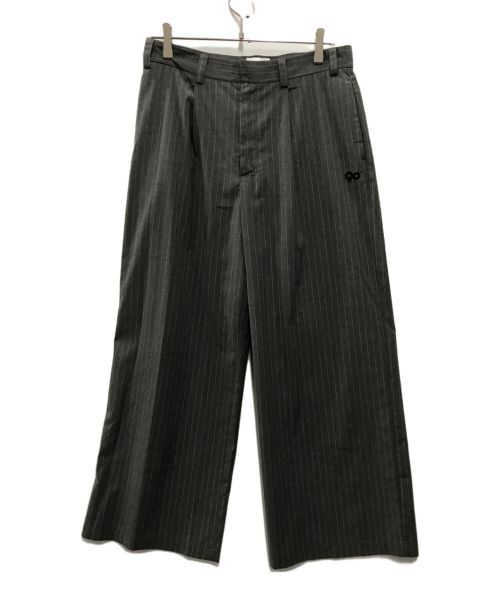 9090（9090）9090 (9090) N Logo Stripe Slacks Pants グレー サイズ:Mの古着・服飾アイテム