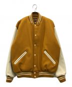 GAME SPORTSWEARゲームスポーツウェア）の古着「LEATHER SLEEVE VARSITY JACKET」｜イエロー