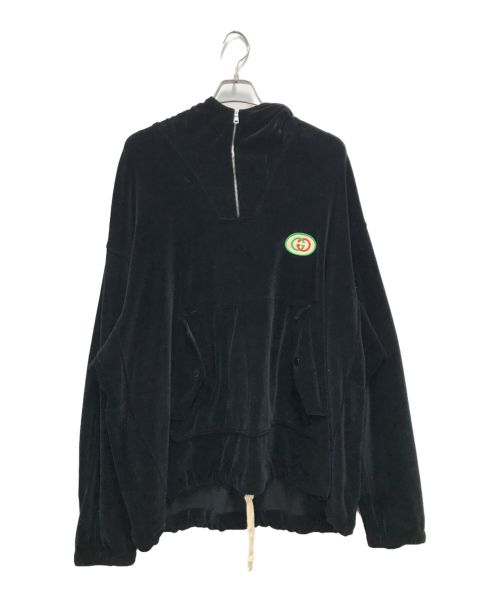 GUCCI（グッチ）GUCCI (グッチ) Hooded Chenille Jacket With Patch ブラック サイズ:XLの古着・服飾アイテム